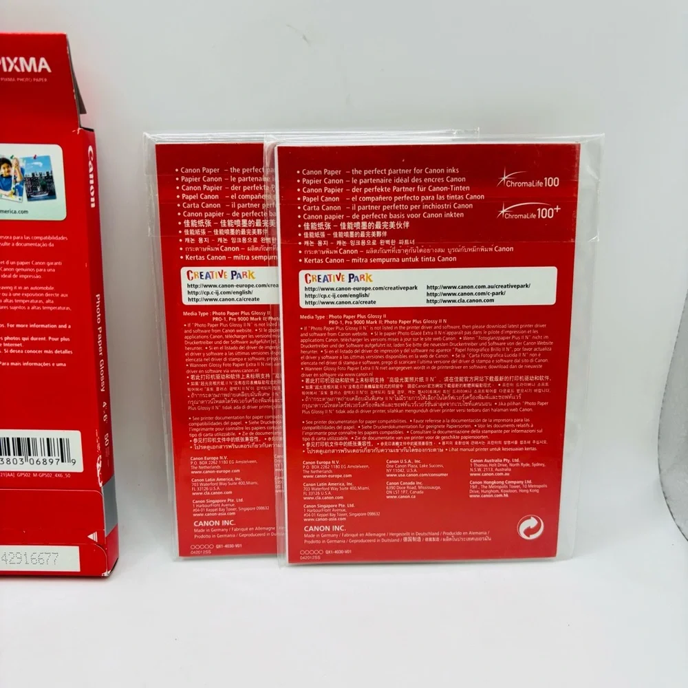 Canon Photo Paper Plus Glossy II and Photo Paper Glossy Pack.